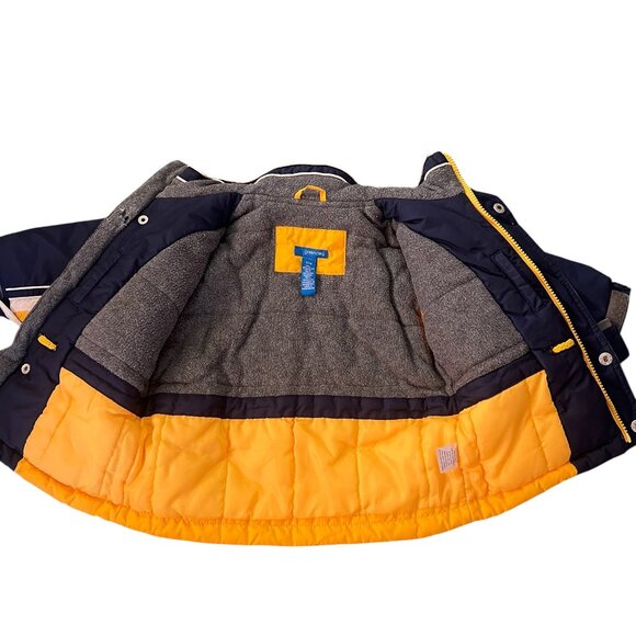 Greendog Coat Size 12M Zip Up Button Pockets Yellow White Blue Jacket - Picture 5 of 6